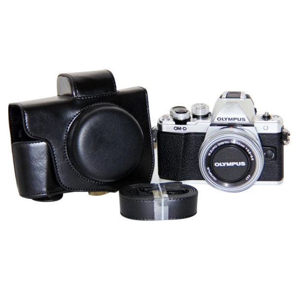 Leather case bag strap for OLYMPUS OMD EM10 II เคสหนังสำหรับเลนส์สั้น