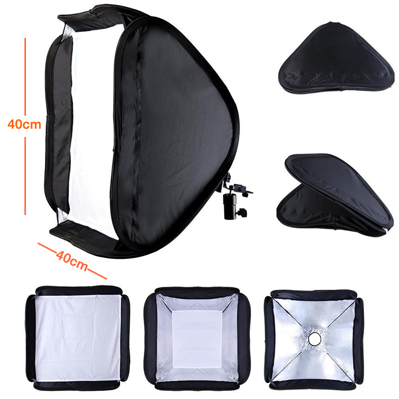 Flash Softbox Kit 40x40cm Bracket Bowen Mount Holder ซอฟบ๊อกแฟลช