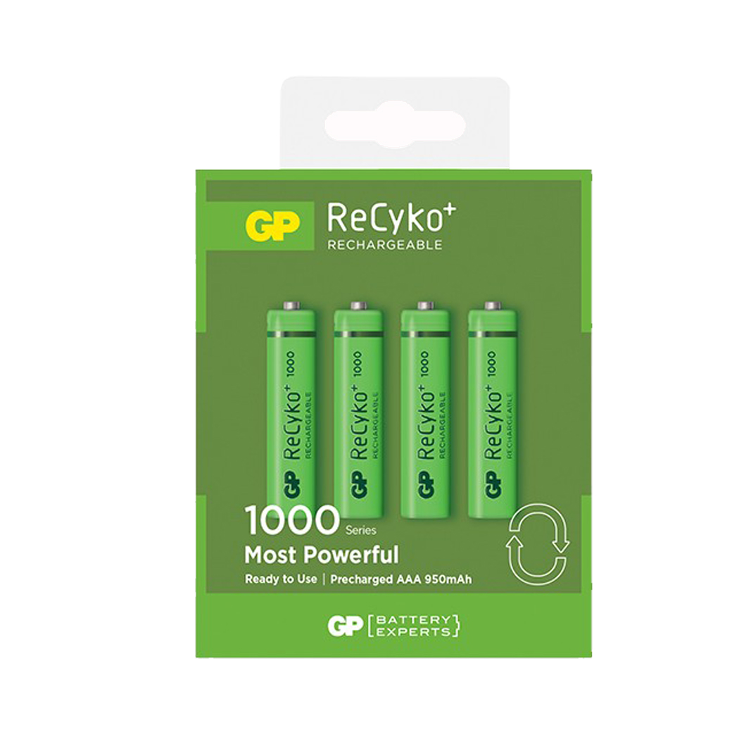 GP ReCyko+ 1000 Series 1.2V 950mAh AAA 4pack Most Powerful GP ReCyko+ 1000 Series 1.2V 950mAh AAA 4pack Most Powerful