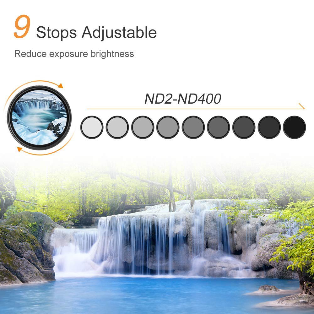 K&F CONCEPT 43mm ND2-400 Variable Neutral Density ND Filter