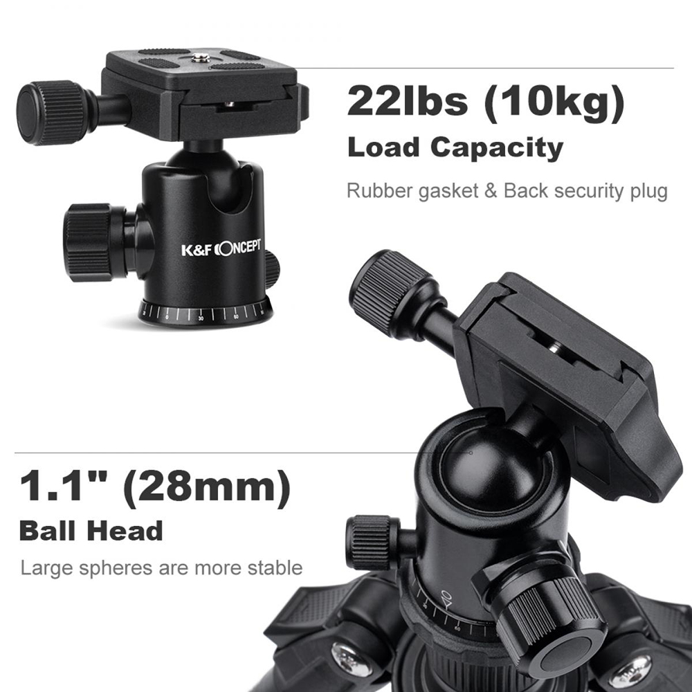 K&F Concept Tripod TM2235 Silver Aluminium ขาตั้งกล้อง