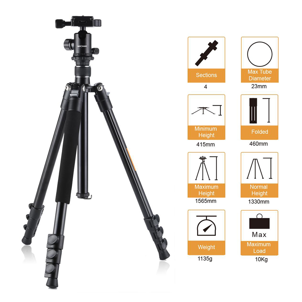 K&F Concept Tripod TM2324 KF09.028 Silver Aluminium ขาตั้งกล้อง