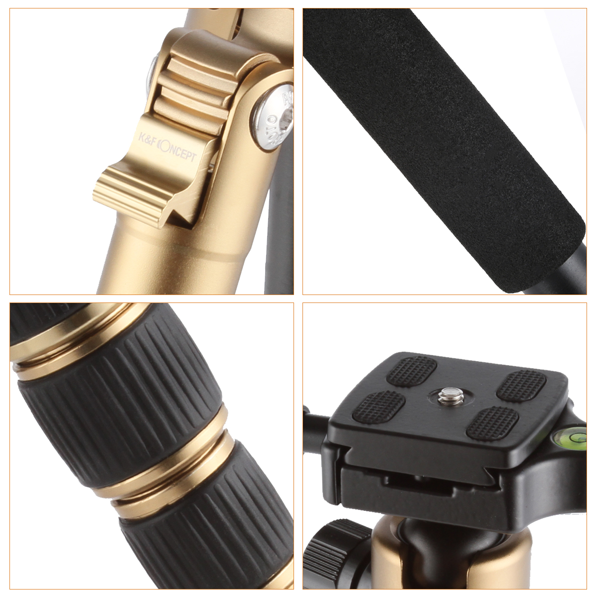 K&F Concept Tripod TM2235 Gold Aluminium ขาตั้งกล้อง