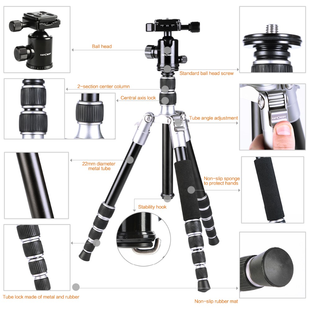 K&F Concept MT-01 mini Tripod Grey Aluminium  ขาตั้งกล้อง