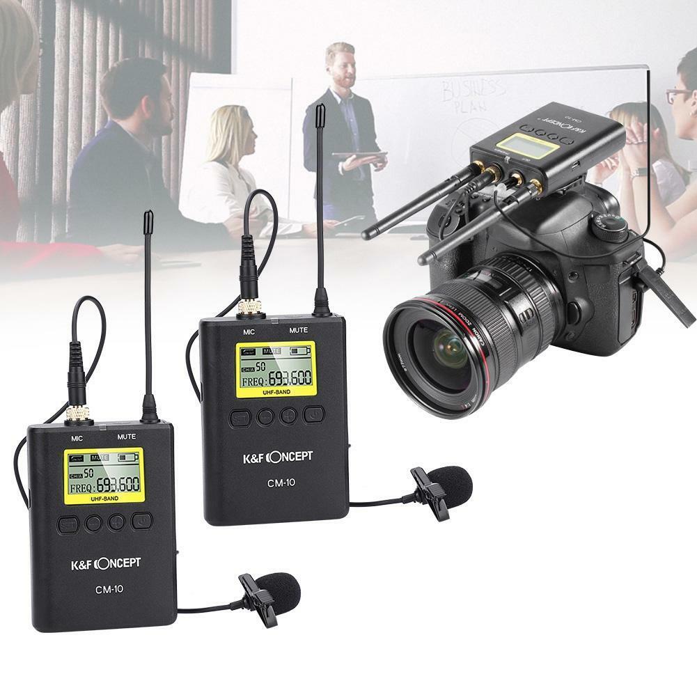 K&F Concept CM-10 1R2T UHF Wireless Lavalier Microphone K&F Concept CM-10 1R2T UHF Wireless Lavalier Microphone
