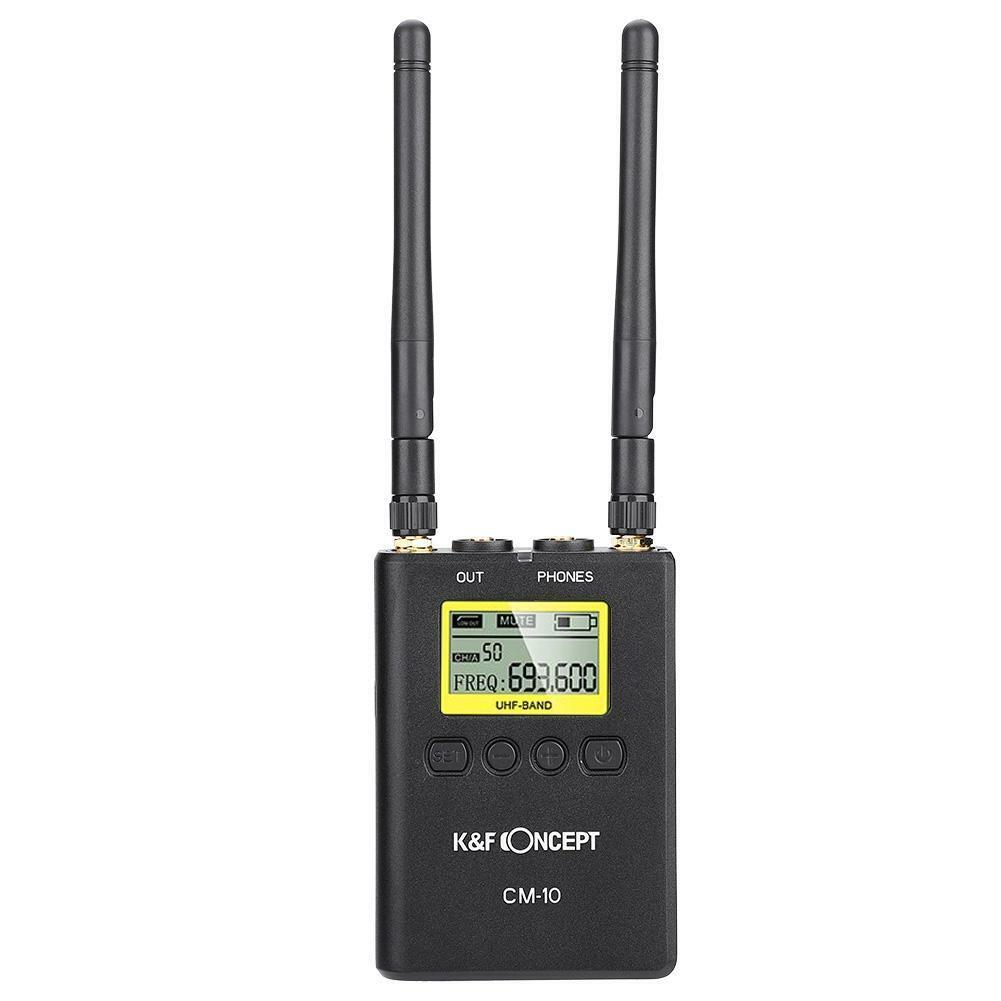 K&F Concept CM-10 1R2T UHF Wireless Lavalier Microphone 