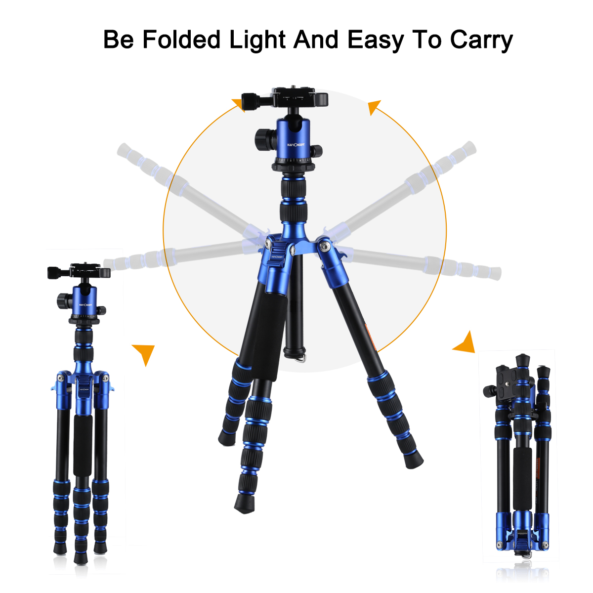 K&F Concept TM2235 Blue Tripod  Aluminium ขาตั้งกล้อง