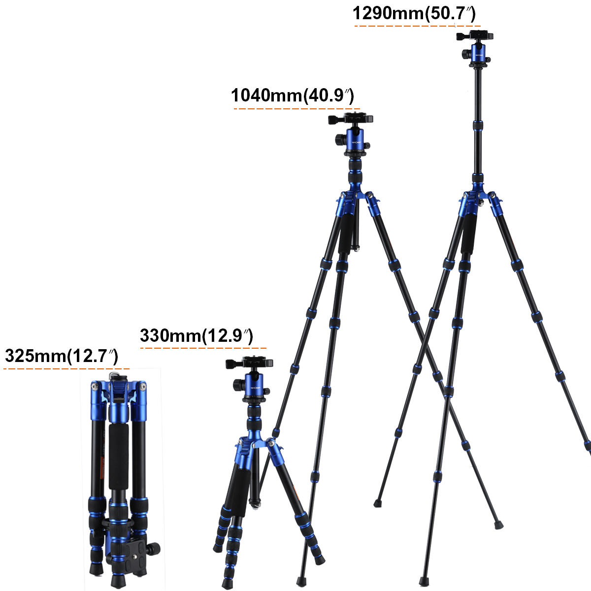 K&F Concept TM2235 Blue Tripod  Aluminium ขาตั้งกล้อง