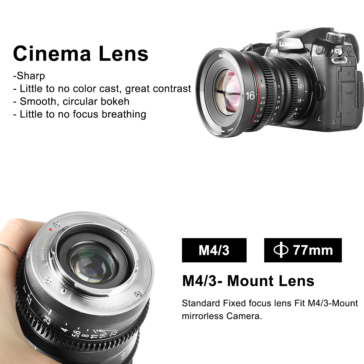 Lens MEIKE 35mm T2.2 Manual Focus Cinema Lens for M4/3