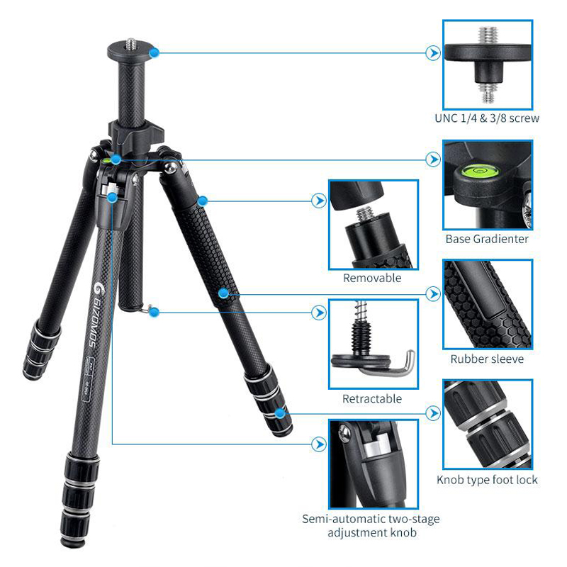 K&F Concept Tripod TM2235 Silver Aluminium ขาตั้งกล้อง