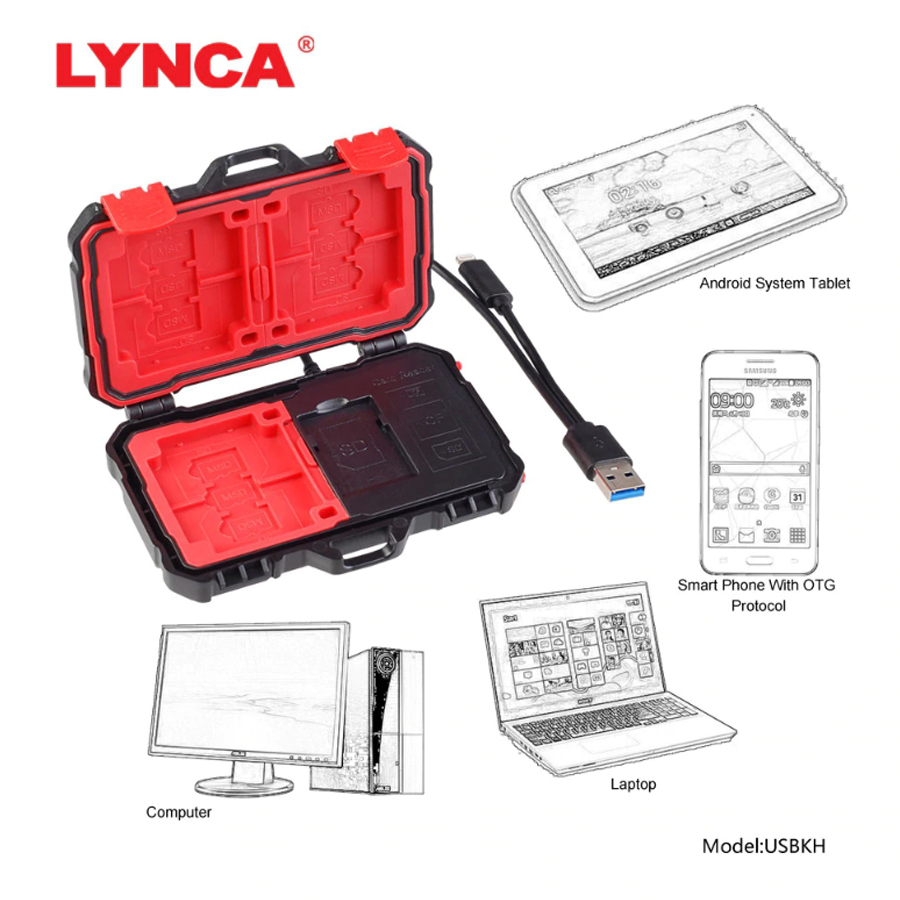 กล่องใส่การ์ด LYNCA USB KH MEMORY CARD BOX & Reader