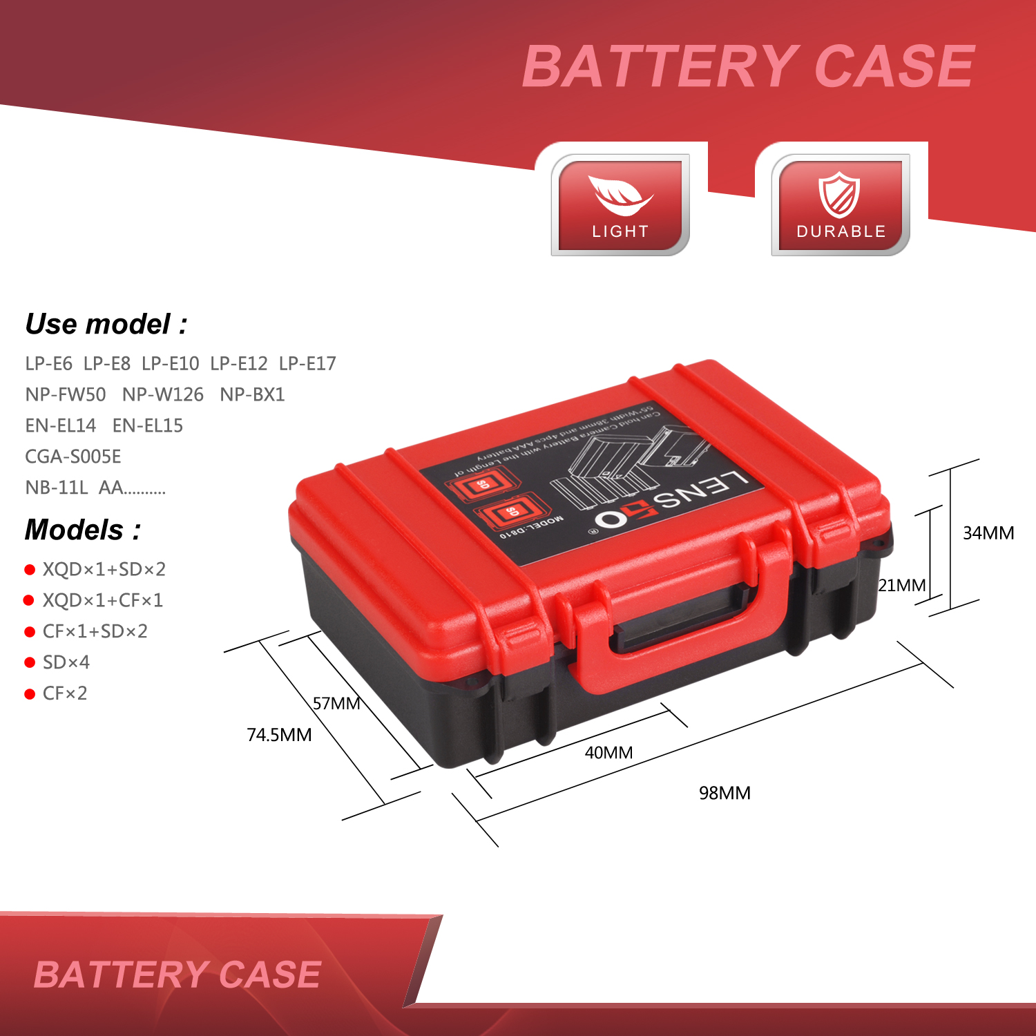 กล่องใส่การ์ด LENSGO D810 MINI BATTERY 4SD CASE