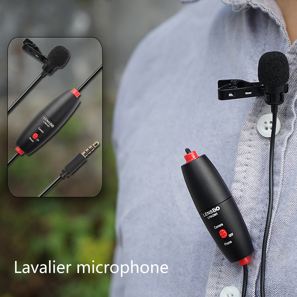 LENSGO LYM-DM1 Double 2 in 1 Mini Lavalier Microphone For Camera/Smartphone ไมโครโฟน