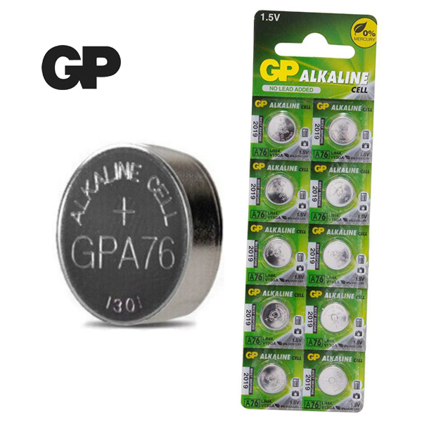 GP A76 LR44 AG13 1.5V Alkaline Battery ถ่านกระดุม GP A76 LR44 AG13 1.5V Alkaline Battery ถ่านกระดุม