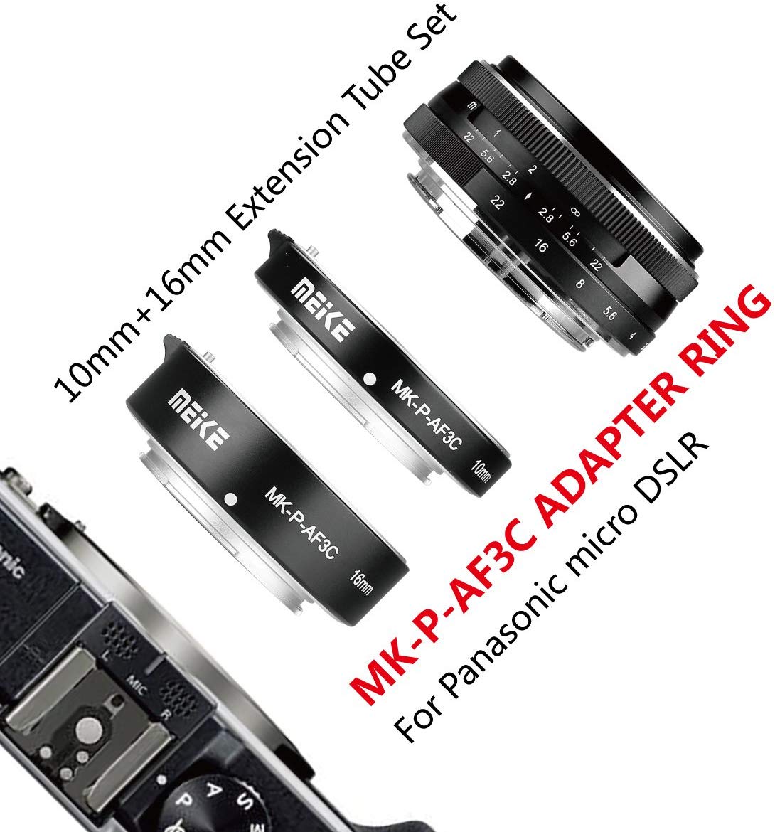 MEIKE MK-P-AF3C Metal Auto Focus Macro Extension Tube Set for M43 (Olympus/Panasonic)