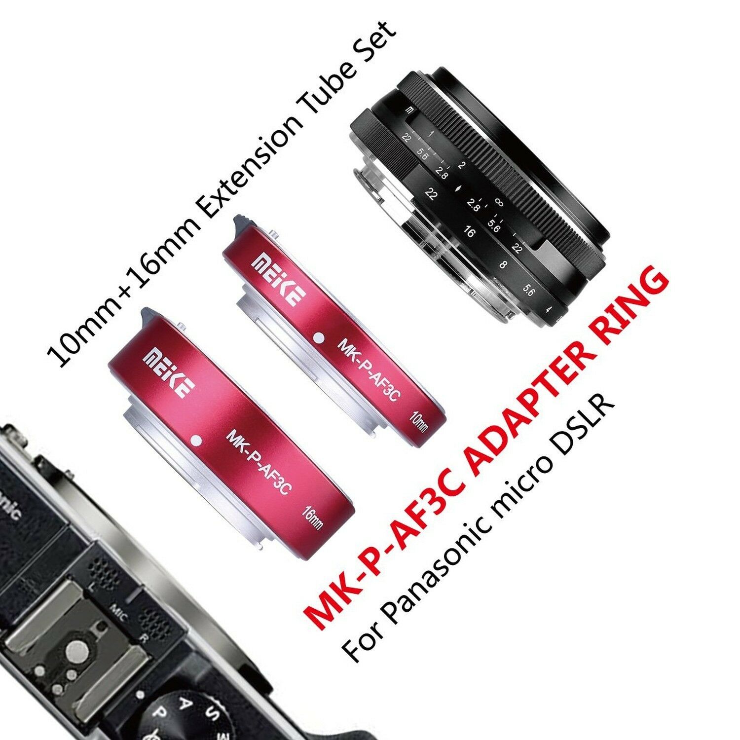 MEIKE MK-P-AF3C Metal Auto Focus Macro Extension Tube Set for M43 (Olympus/Panasonic)