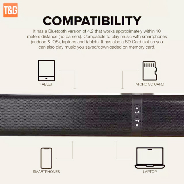 ลำโพงบลูทูธ TG026 Sound Bar Speaker 