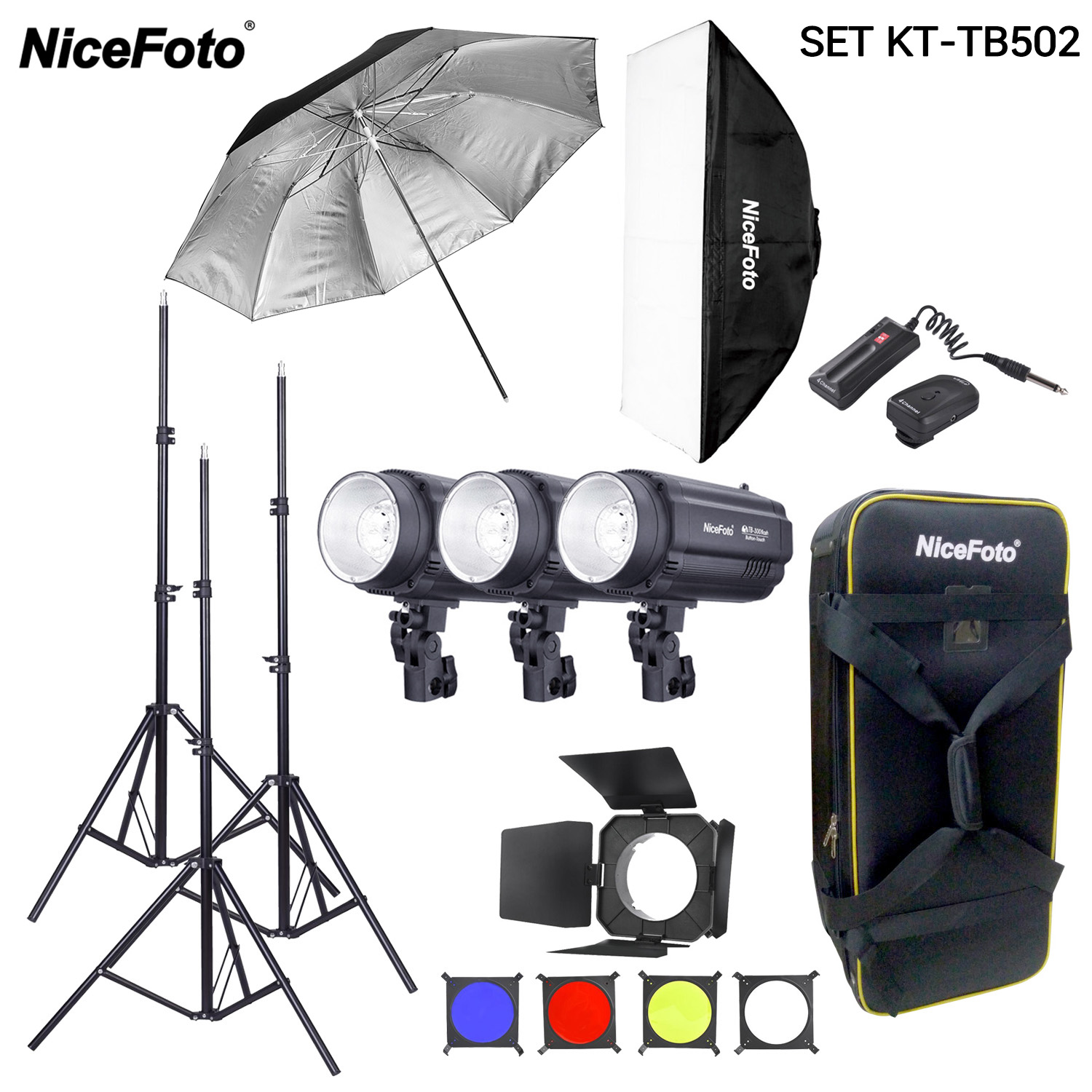 ชุดไฟสตูดิโอ NiceFoto Studio Flash Kit KT TB-300 300Ws