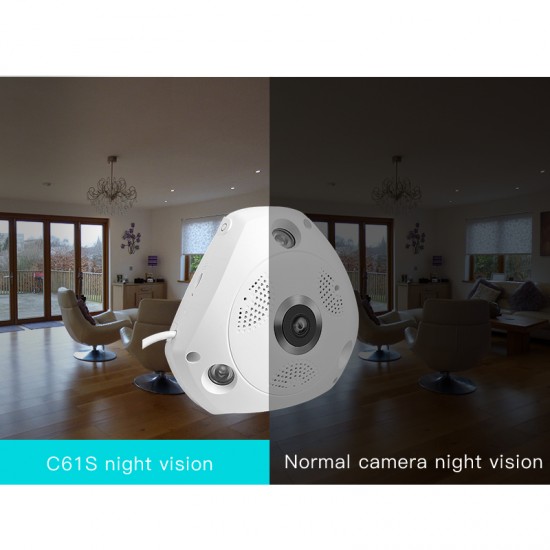 VSTARCAM C61S (พาโนรามา 360) 1080P FHD 3MP กล้องวงจรปิดไร้สาย IP Camera