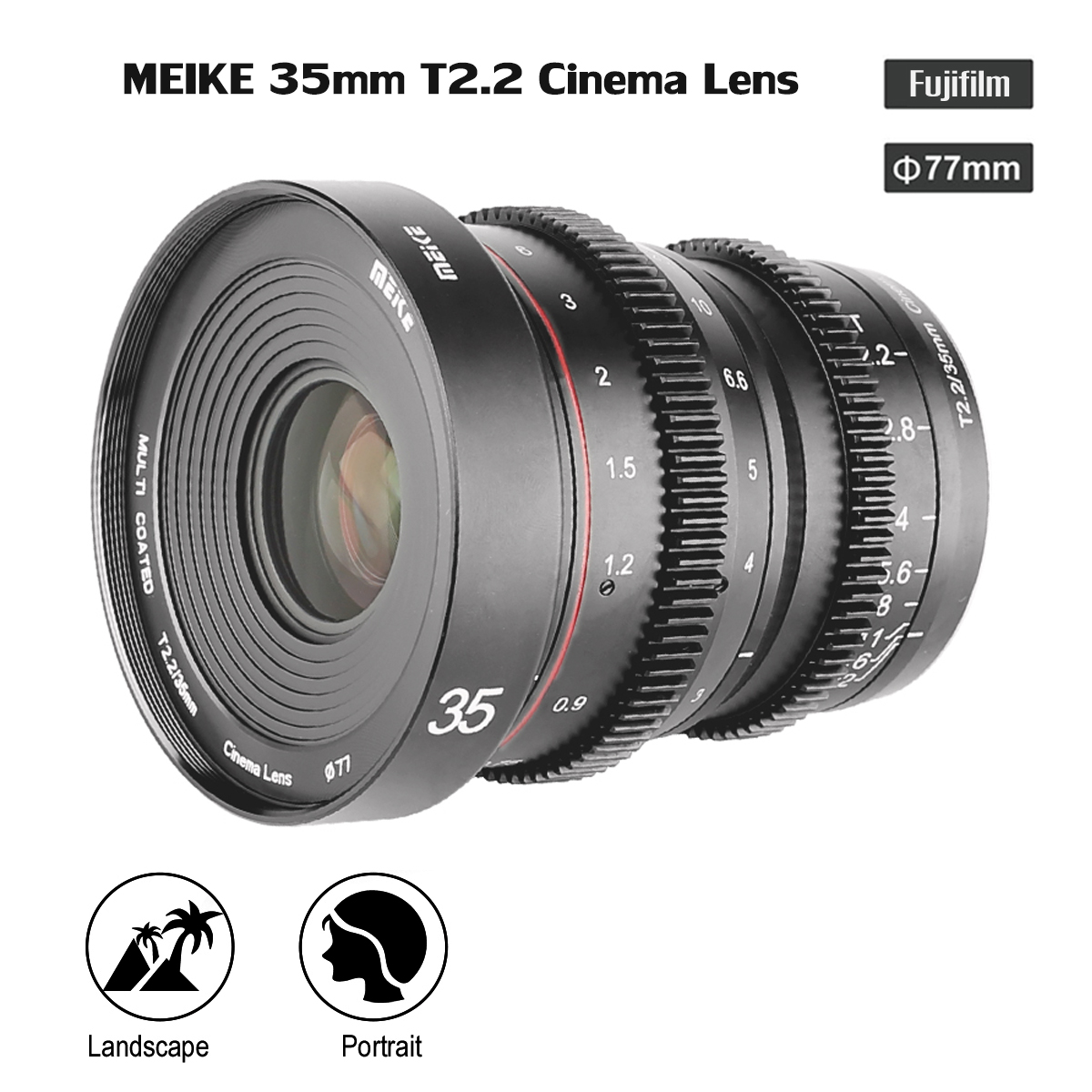 Lens MEIKE 35mm T2.2 Manual Focus Cinema Lens for Fujifilm X Lens MEIKE 35mm T2.2 Manual Focus Cinema Lens for Fujifilm X