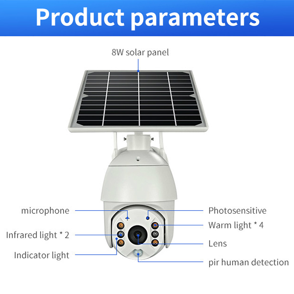 Intelligent Solar Energy Alert PTZ Camera WiFi Waterproof 