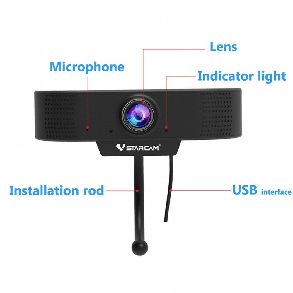 Webcam U1-2.0MP 1080P USB Webcamera Hisilicon chip,support Mircophone