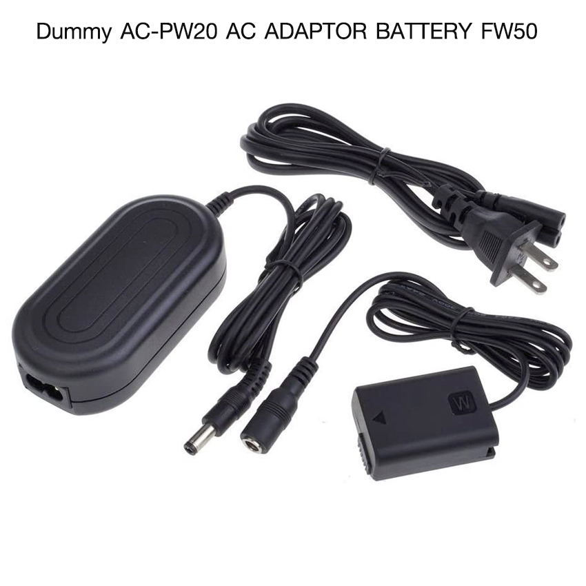 Dummy Battery AC-PW20 AC Adapter Battery FW50 for Sony A7/A7II/ A6000/A6400//A6500/NEX7/RX10