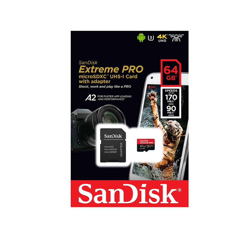 SANDISK EXTREME MICRO SDXC UHS-I 64GB CLASS10 170MB/90X WITH ADAPERT