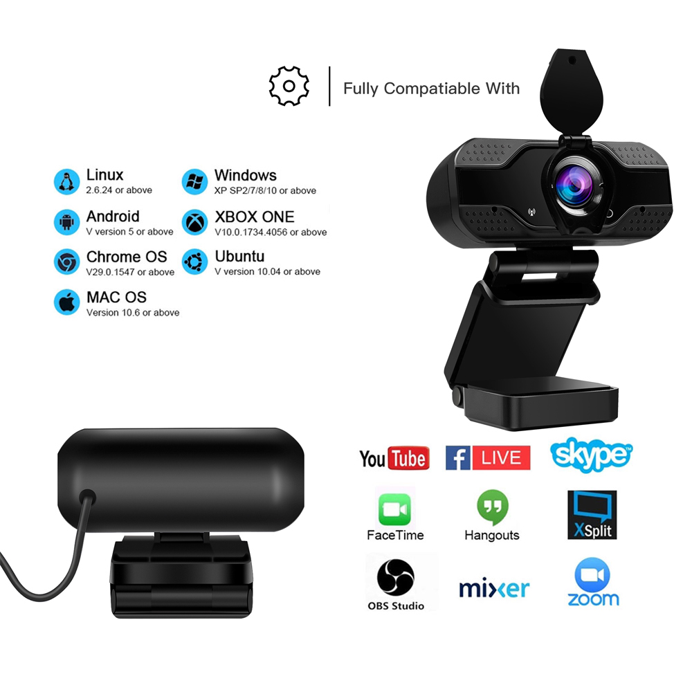 Webcam U1-2.0MP 1080P USB Webcamera Hisilicon chip,support Mircophone