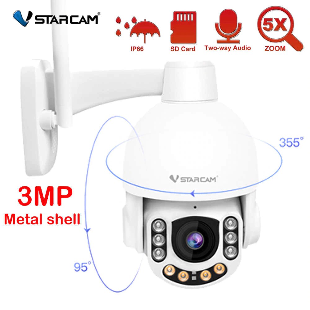 VSTARCAM Outdoor กล้องไร้สายภายนอก CS65-X5 (ซูม5เท่า) คมชัด 3ล้าน 1296P กันน้ำ100%