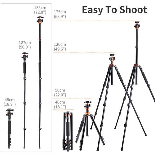 K&F Concept KF09.089V1 SA254M2 Aluminum Tripod Monopod ขาตั้งกล้อง