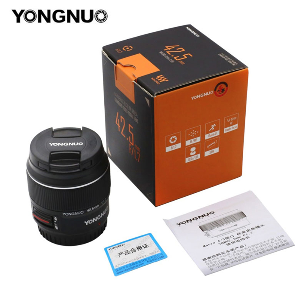 LENS YONGNUO 42.5MM./F1.7M II 0.3M/1.0FT FOR M4/3