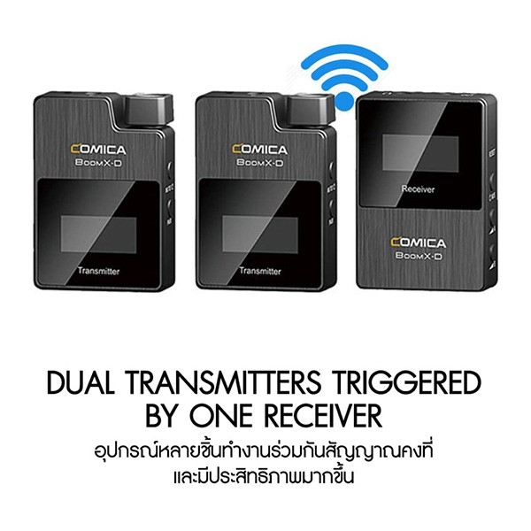 ไมโครโฟนไร้สาย COMICA BoomX-D D2 2.4G Digital 1-Trigger-2 Wireless Microphone ประกันศูนย์