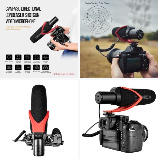 ไมโครโฟน COMICA SHOTGUN VIDEO MICROPHONE CVM-V30 PRO RED ไมโครโฟนวิดีโอสําหรับ