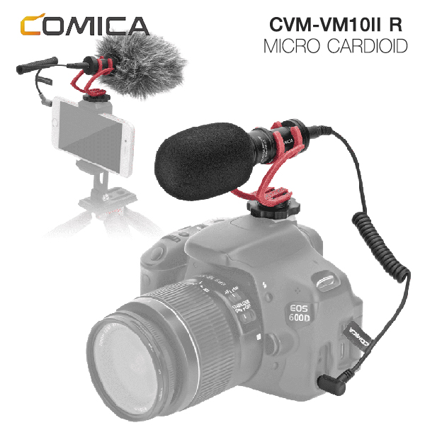 ไมโครโฟน COMICA CVM-VM10II RED Micro Compact Directional Condenser Shotgun Video Microphone ไมโครโฟน COMICA CVM-VM10II RED Micro Compact Directional Condenser Shotgun Video Microphone