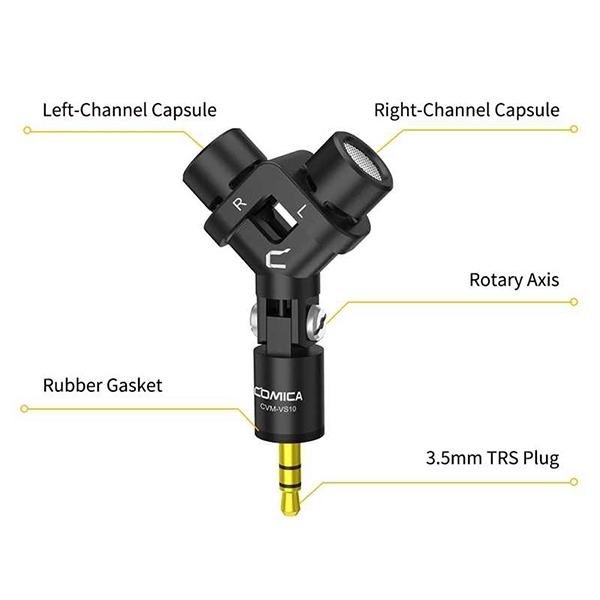 ไมโครโฟน COMICA CVM-VS10  Mini Flexible XY Stereo Microphone ไมโครโฟนสำหรับ gopro 3.5mm.TRS