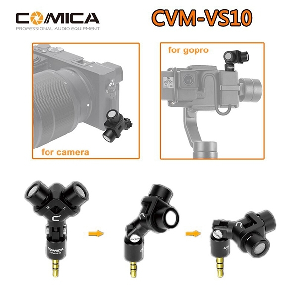 ไมโครโฟน COMICA CVM-VS10  Mini Flexible XY Stereo Microphone ไมโครโฟนสำหรับ gopro 3.5mm.TRS