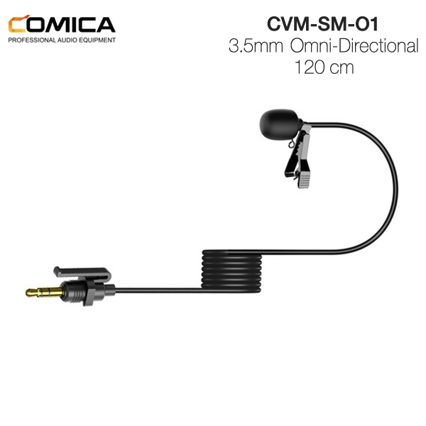 ไมโครโฟนอินพุตสายเคเบิ้ล COMICA CVM-SM-01 Audio 3.5mm Omni-Directional Lavalier Mic for Wireless System