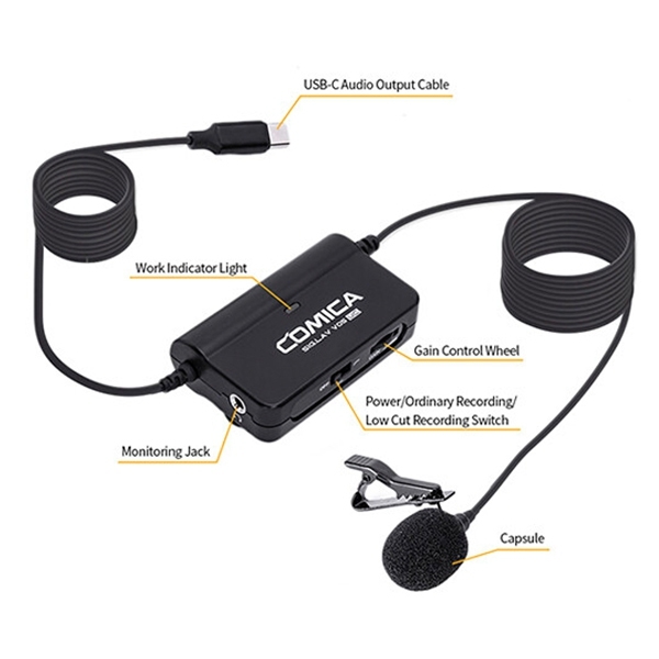 COMICA CVM-SIG.LAV V05 Multi-functional SINGLE Lavalier Microphone USB Type-C For Smartphone & Camera