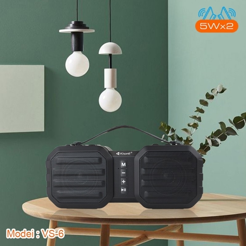 ลำโพงบลูทูธ KISONLI VS-6 Bluetooth Portable Speaker วางมือถือได้ เบสแน่นเสียงดี