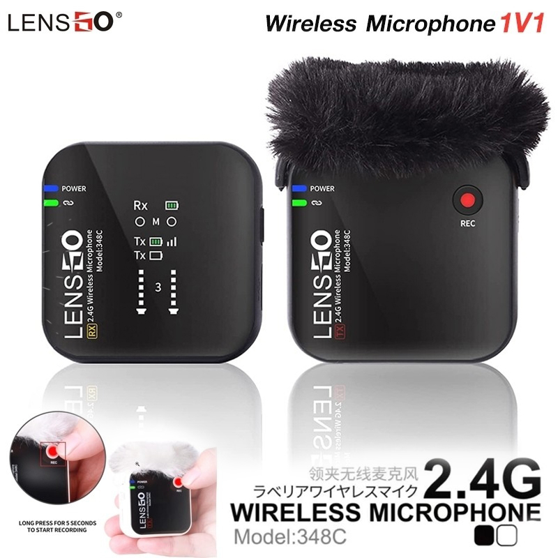 LENSGO LAVALIER WIRELESS MICROPHONE 2.4G 348C 1V1 (Black/White)