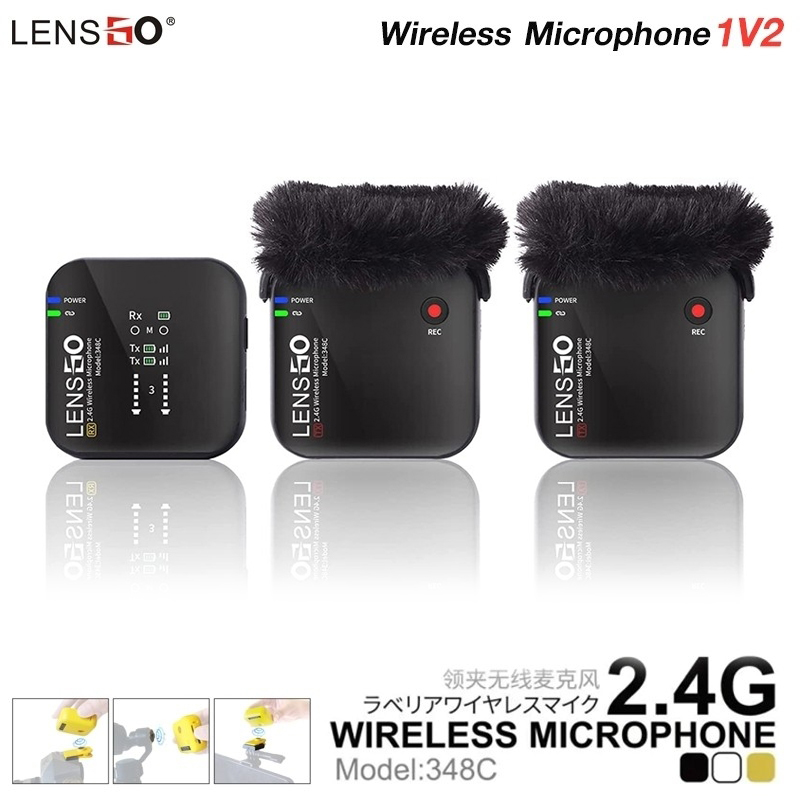 LENSGO LAVALIER WIRELESS MICROPHONE 2.4G 348C 1V2