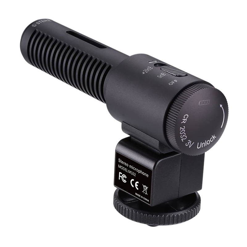 External Stereo Microphone (M102) for Camcorder, DSLR