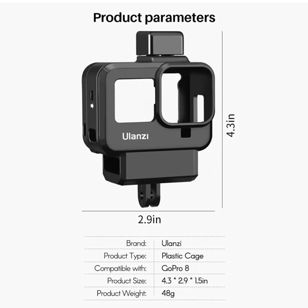 Ulanzi G8-9 Plastic Gopro 8 Vlog Case Protective Housing เคสสำหรับ Gopro Hero 8