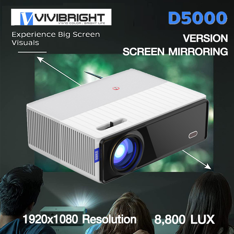 VIVIBRIGHT D5000 Full HD 1080P Projector, (2800 ANSI Lumens) SCREEN MIRRORING VERSION