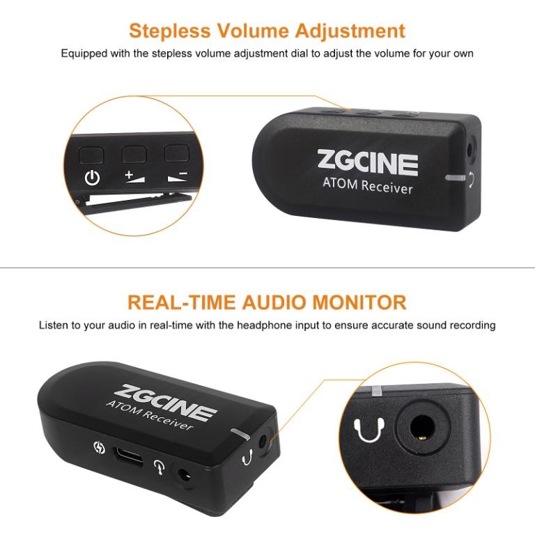 ZGCINE WIRELESS MICROPHONE SYSTEM 2.4G 1V2 ไมโครโฟนไร้สายส่ง 2 , ตัวรับ 1 