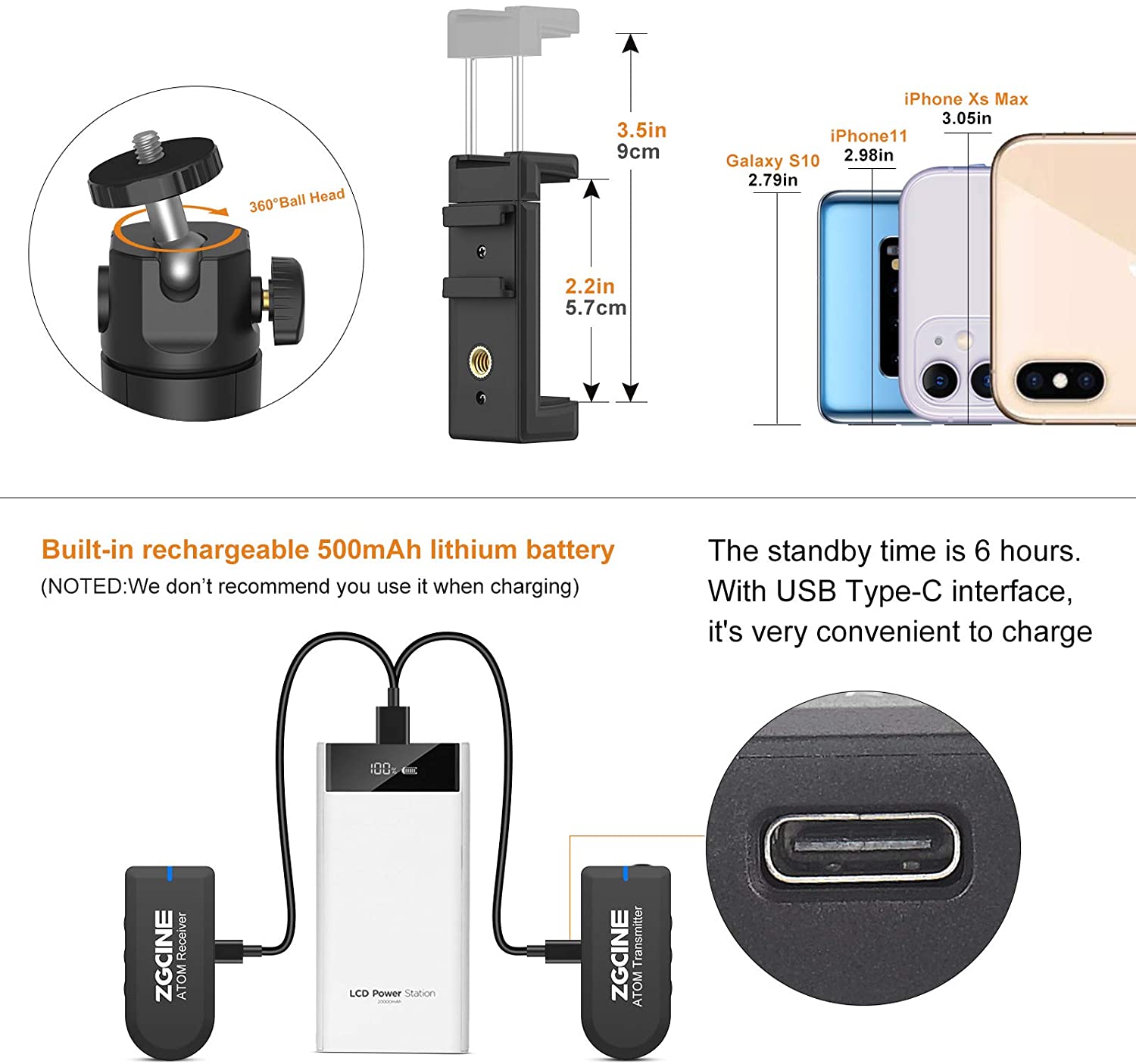 ZGCINE WIRELESS MICROPHONE SYSTEM 2.4G 1V2 ไมโครโฟนไร้สายส่ง 2 , ตัวรับ 1 