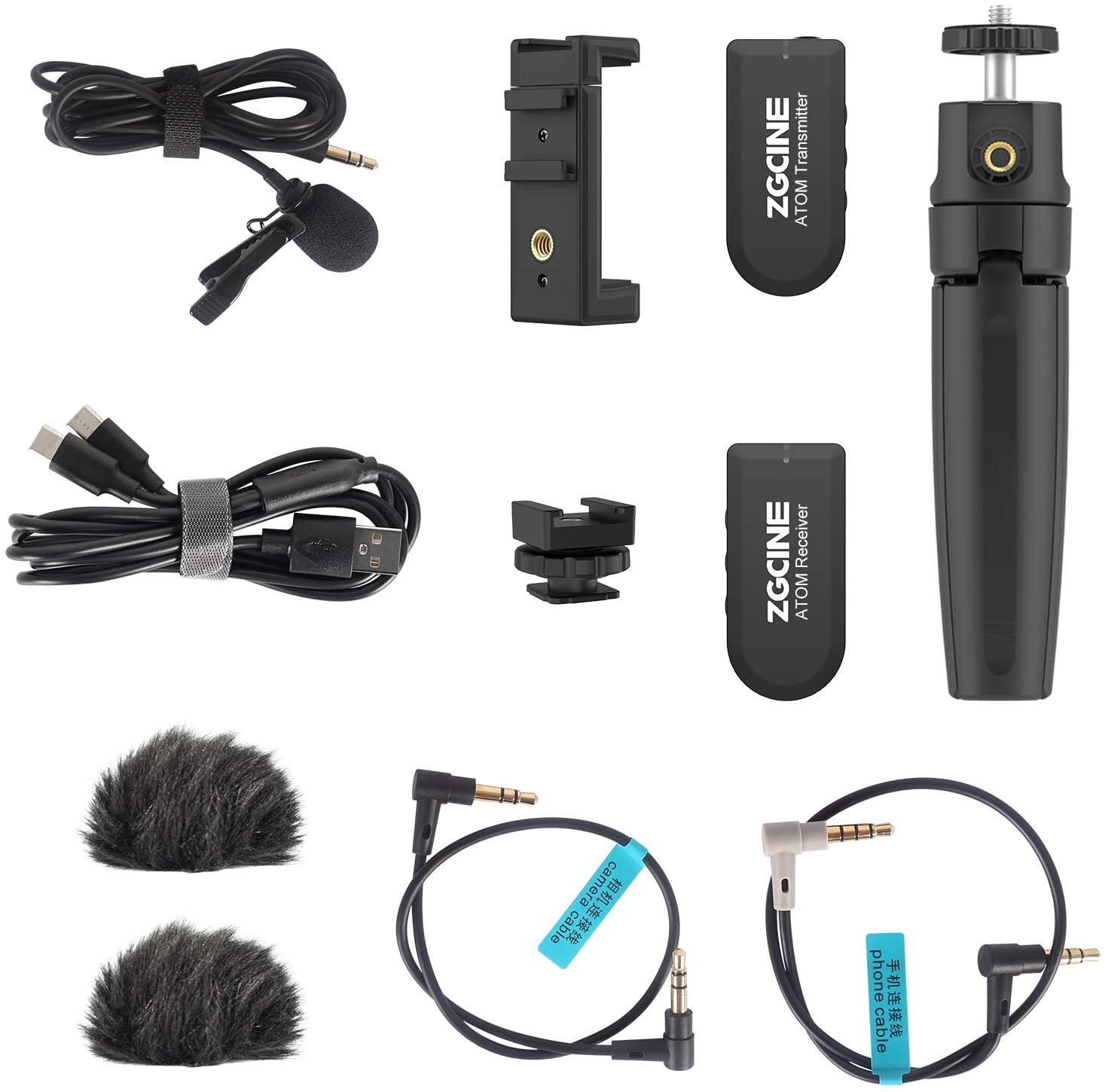 ZGCINE WIRELESS MICROPHONE SYSTEM 2.4G 1V2 ไมโครโฟนไร้สายส่ง 2 , ตัวรับ 1 