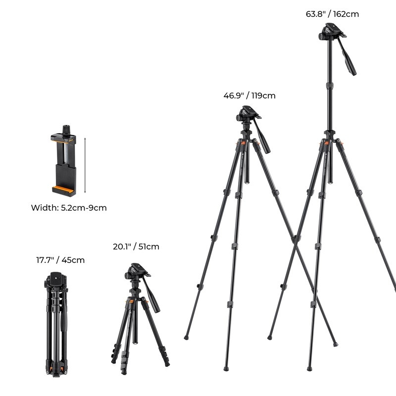 K&F Concept KF09.115 Aluminum Tripod K234A0+Video Head ขาตั้งกล้อง