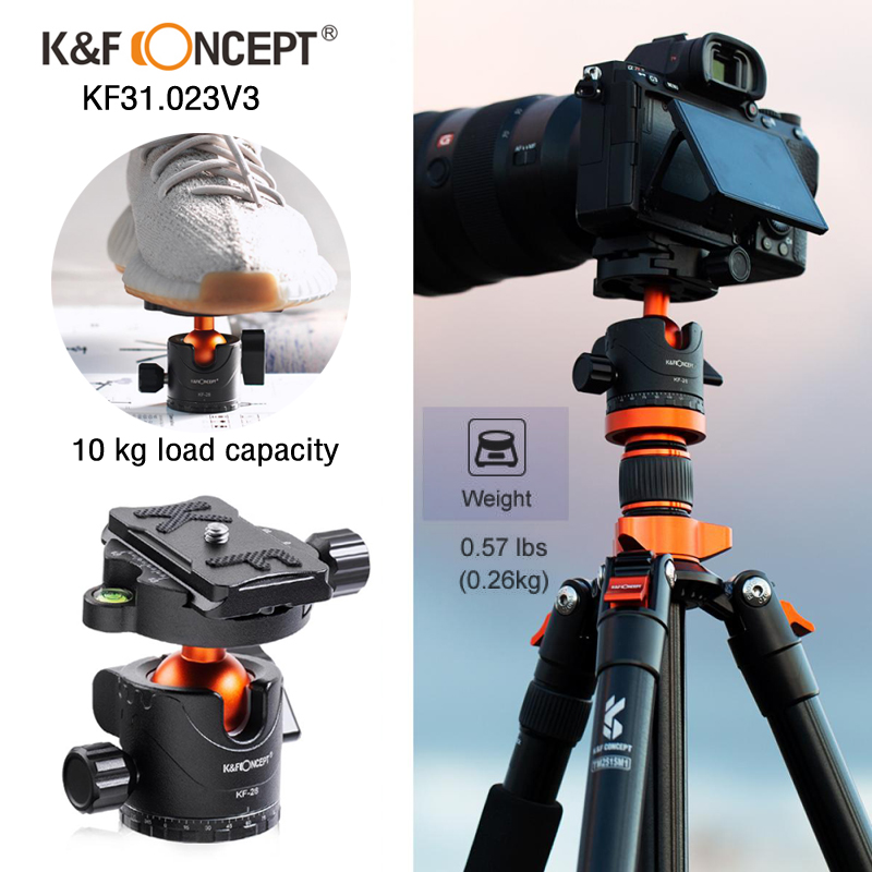 K&F Concept Tripod TM2235 Silver Aluminium ขาตั้งกล้อง